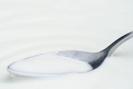 Yogurt with Spoonの写真素材