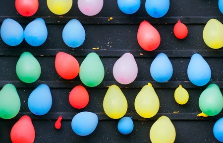 Balloons on a wall, part of a carnival dart game.の写真素材