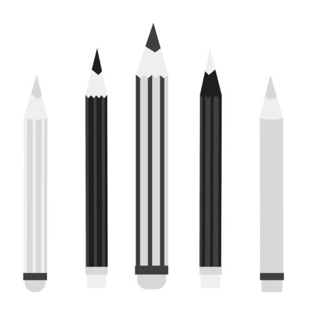 Monochrome graphic pencils- simple study set. modern concept style illustration vectorのイラスト素材