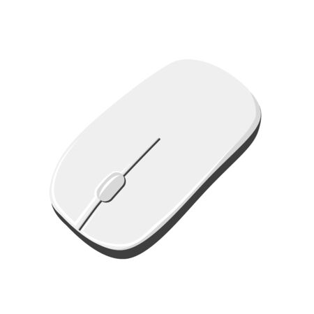 wireless laser computer mouse in white color moder design. Click mouse connection. office element - vector illustrationのイラスト素材