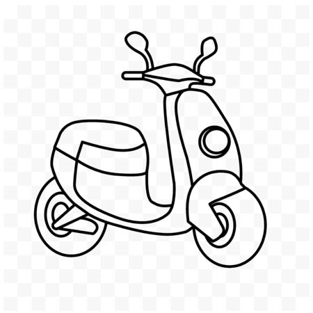 line icon Electric scooter. Isolated Motorbike moped, motorbike transport. isolated outline curve vector illustration transparent backgroundのイラスト素材
