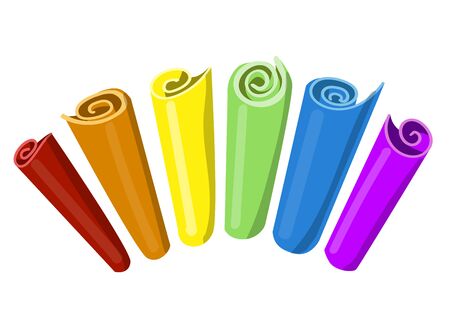 Carpet colorful roll. rainbow wallpaper set. persian rugs. vector illustrationのイラスト素材