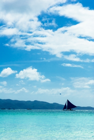 Sailing life on a summer river.の写真素材