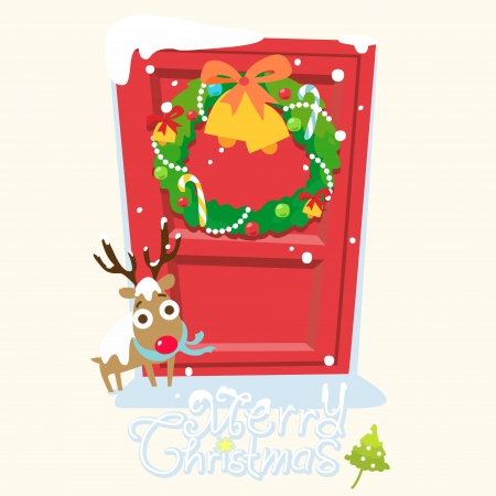 Christmas card with reindeerのイラスト素材