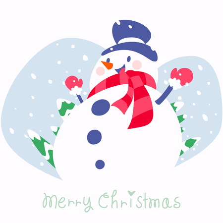 winter wishes card with snowmanのイラスト素材