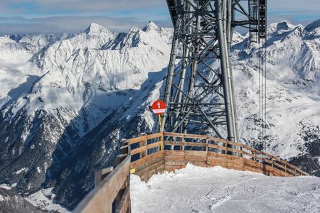 Ski slopes in the mountains Alps in Austriaの写真素材