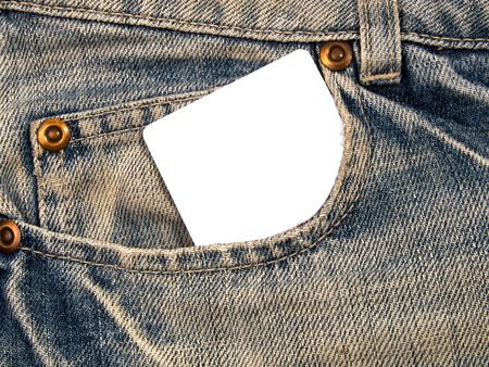 Denim pocket with a blank business card, ready for your textの写真素材
