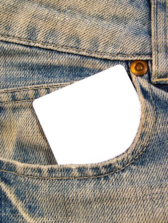 Denim pocket with a blank business card, ready for your textの写真素材