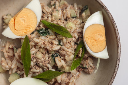 Tuna Rice Salad with Boiled Eggの写真素材