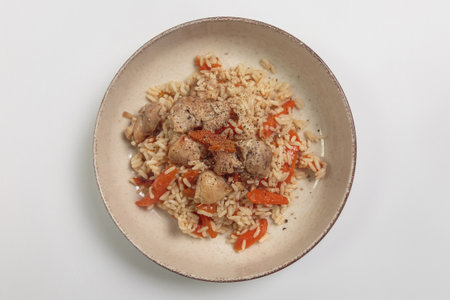 Rice Pilaf with Chicken and Carrotsの写真素材