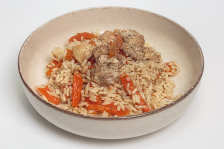 Rice Pilaf with Chicken and Carrotsの写真素材