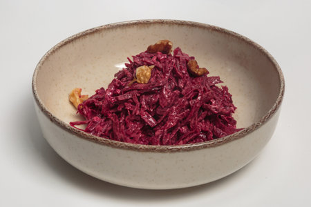 Beetroot Salad with a Walnutsの写真素材