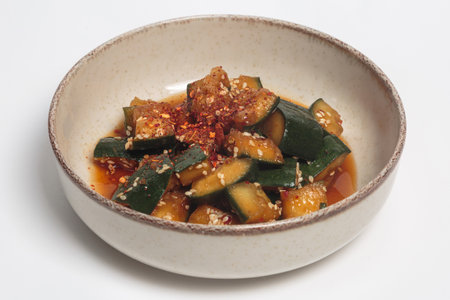 Smashed Cucumber Salad with Chili Garlic and Sesameの写真素材