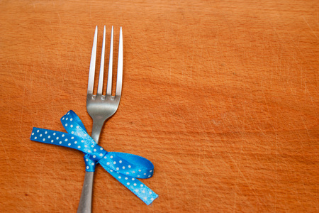 fork with a blue bowの写真素材