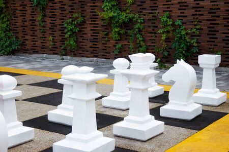 Giant chess, street game. Play chess in the streetの写真素材