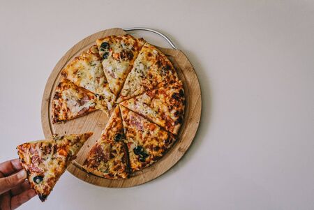 beautiful delicious pizza on a wooden board