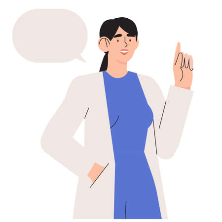 Female doctor, nurse or nutritionist make a diagnosis or give advice.のイラスト素材