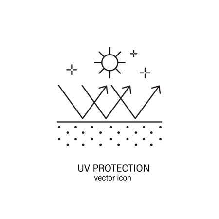 Sun uv protection line editable icon, vector pictogram of sunscreen spf. Skin or hair care illustration, sign for cream, lotion, cosmetics packaging.のイラスト素材