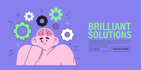 Concept of brilliant ideas, brain functioning, mental process in human brain and critical thinking. Business, design or education solutions. Strategy and future anticipations, work life reflection.のイラスト素材