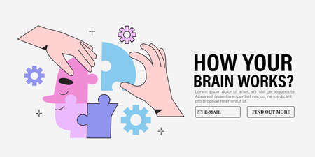 Hands arranging puzzle in the form of a human head. concept people psychology. Mental health or...