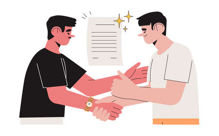 businessman sign contract. User agreement or signing paper and digital contract Concept. Entrepreneurs making deal. Concept of agreement conclusion, business partnership, documentary coherence.のイラスト素材