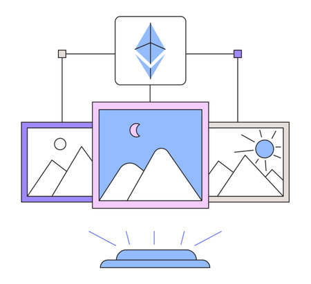 Cryptocurrency trading. NFT non fungible token for crypto art. Ethereum based blockchain technology...