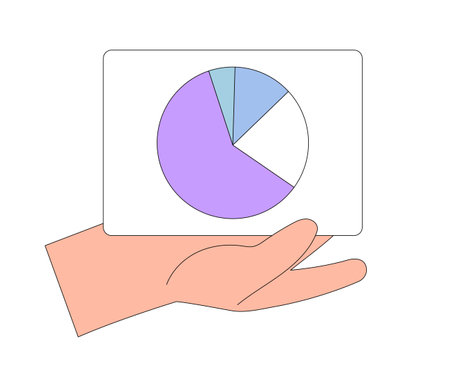Economics strategy, analysis of sales, statistic, data statistic illustration for banner, landing web page. Analyst hand collect data and analyze business, business solution for ui or mobile app.のイラスト素材
