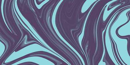 Trendy background with liquid texture in blue colors. Liquid wave flow of paint or smoke for banner, flyer, cover or placard in trendy acid rave style. Optical illusionのイラスト素材