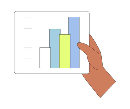 Economics strategy, analysis of sales, statistic, data statistic illustration for banner, landing web page. Analyst hand collect data and analyze business, business solution for ui or mobile app.のイラスト素材