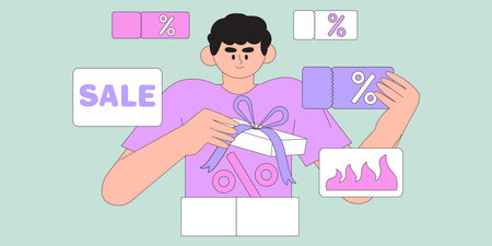 Special offer or big seasonal sale, discounts concept for banner, flyer, web or landing page. Man...