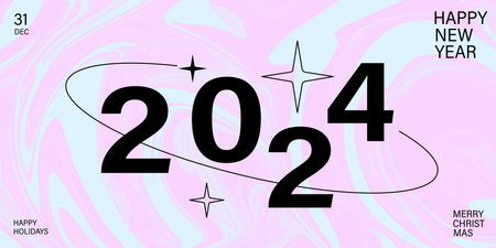 Creative concept of 2024 Happy New Year posters. Design template with typography logo 2024 for...