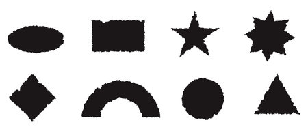 Torn paper shapes with jagged edges vector illustration. Collage black ripped paper sheet with scratches. Grunge frame collection for banner, social media post. Vector illustrationのイラスト素材