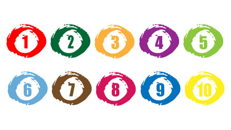 Bullet point number icons collection, set of infographic point button for web in cartoon style, markers for badges and tags, logos in map interface numbers, bullet icon with numberのイラスト素材