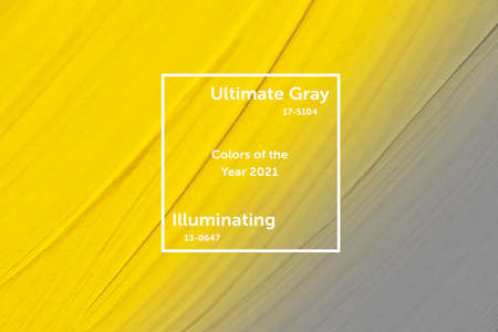 Smears of oil paint. Color of the year 2021 - Illuminating and Ultimate Gray.の写真素材