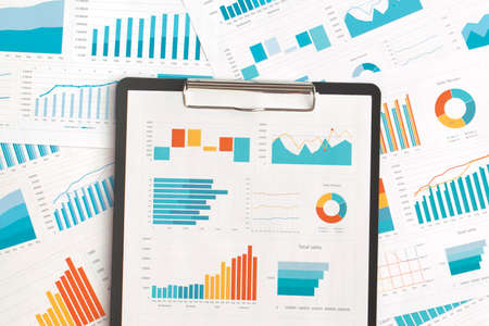 Business graphs and charts on table. Financial development, Banking Account, Statisticsの写真素材