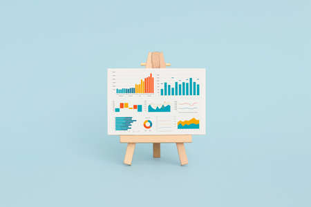 Business graphs and charts on easel. Financial development, Banking Account, Statisticsの写真素材