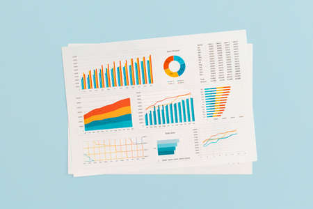 Business graphs and charts on table. Financial development, Banking Account, Statisticsの写真素材