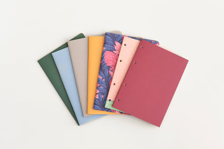 Notebooks on white background. top view. flat lay. Back to school concept.