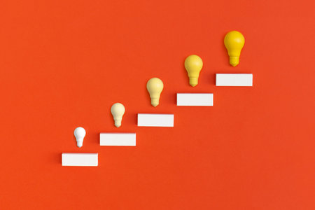 Ladder career path for business growth success process. Inspiration and creative idea concept.