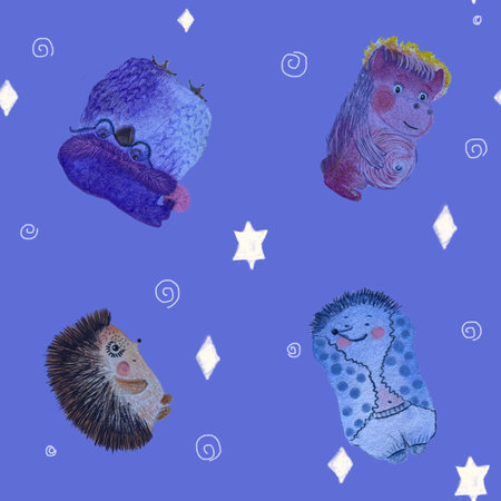 Watercolor fantasy animal sleep patternの写真素材