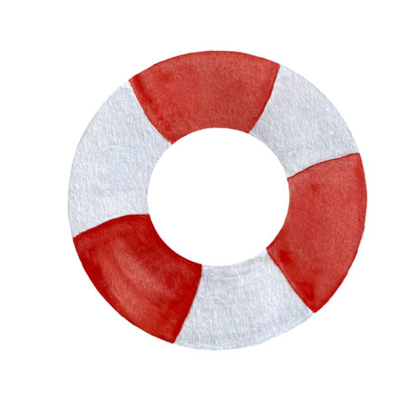 Watercolor hand drawn lifebuoy isolatedの写真素材