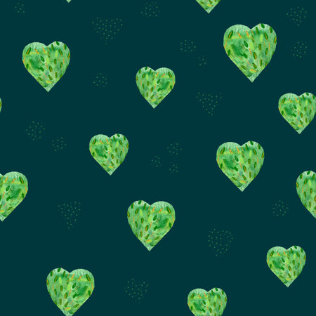 Hand-painted watercolor heart pattern isolated on whiteの写真素材