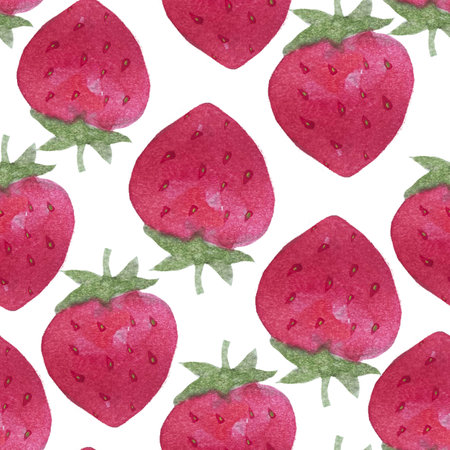 Watercolor strawberry isolated on whiteの写真素材