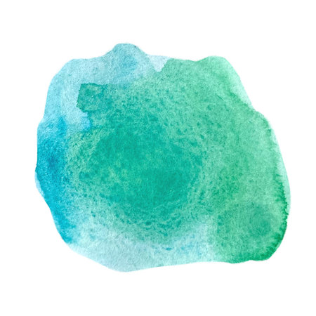 High quality hand drawn watercolor turquoise splash abstract backgroundの写真素材