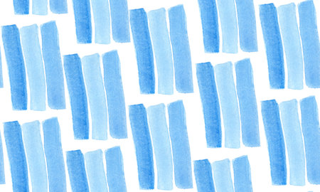 Abstract three blue tones vertical lines watercolor seamless pattern isolated on white. High quality...