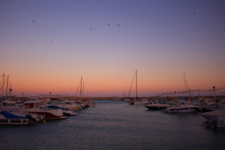 Port. Sunset. Estepona city, Andalusia, Spain.の写真素材