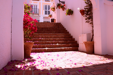 Stairs. Beautiful Spanish village. Costa del Sol, Andalusia, Spain.