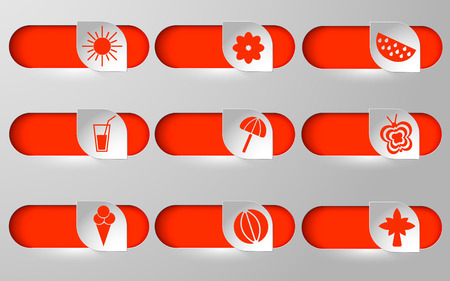 Set. Nine summer icons. Vector illustration. Graphic design.のイラスト素材