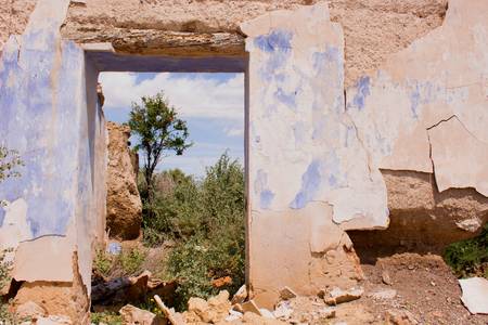Ruins. Old abandoned rural house. Antique architecture.の写真素材