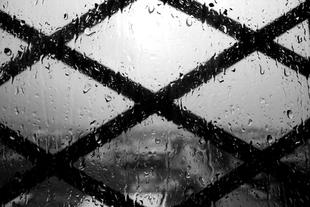 Rain. Window after the rain. Drops and glass.の写真素材